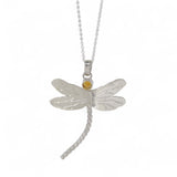 Back of Dragonfly Sterling Silver Pendant Necklace with Citrine