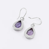 back of sterling silver amethyst drop earrings