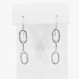 Oval Birch Tree Bark Dangle Earrings Sterling Silver