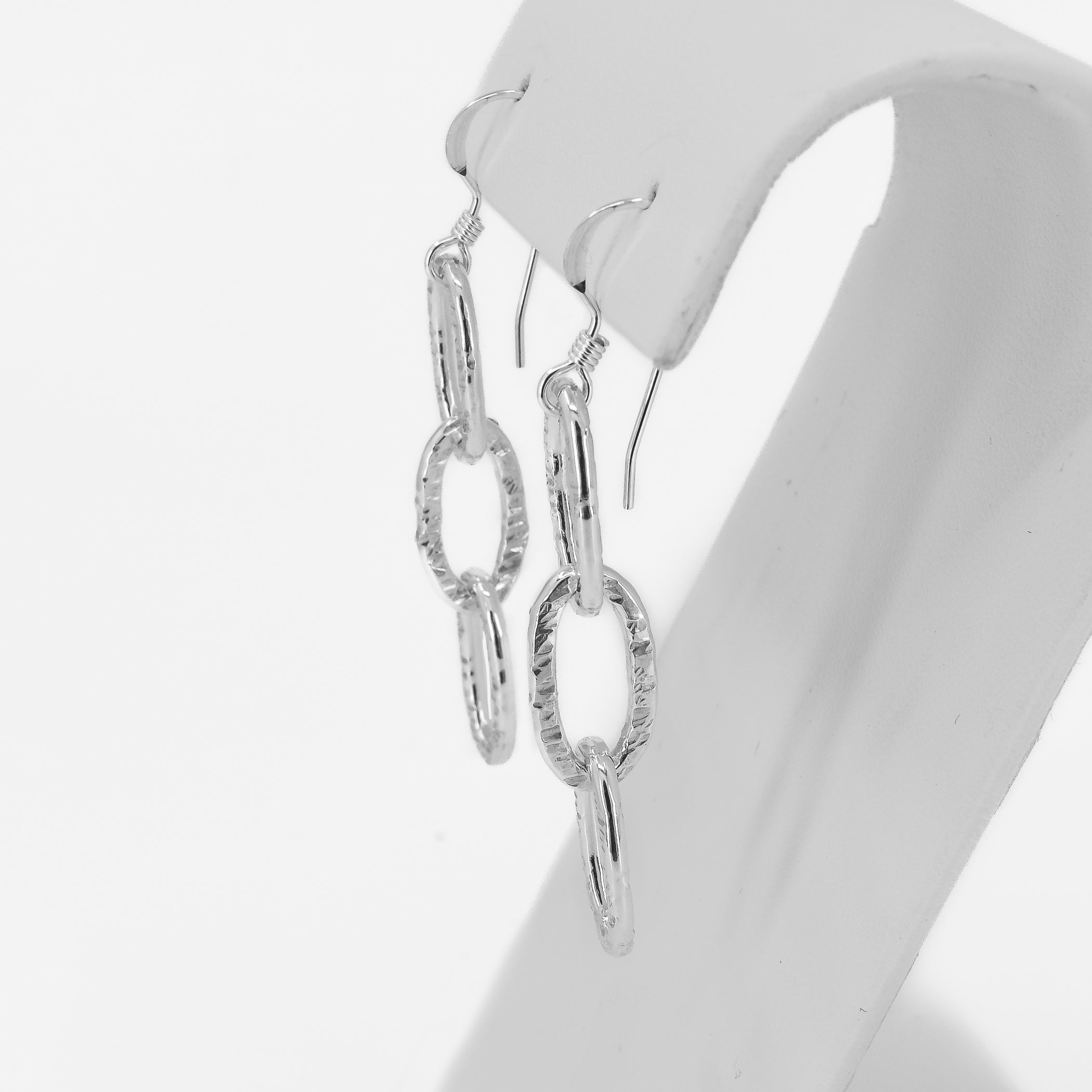 Birch tree bark textured sterling silver drop earrings