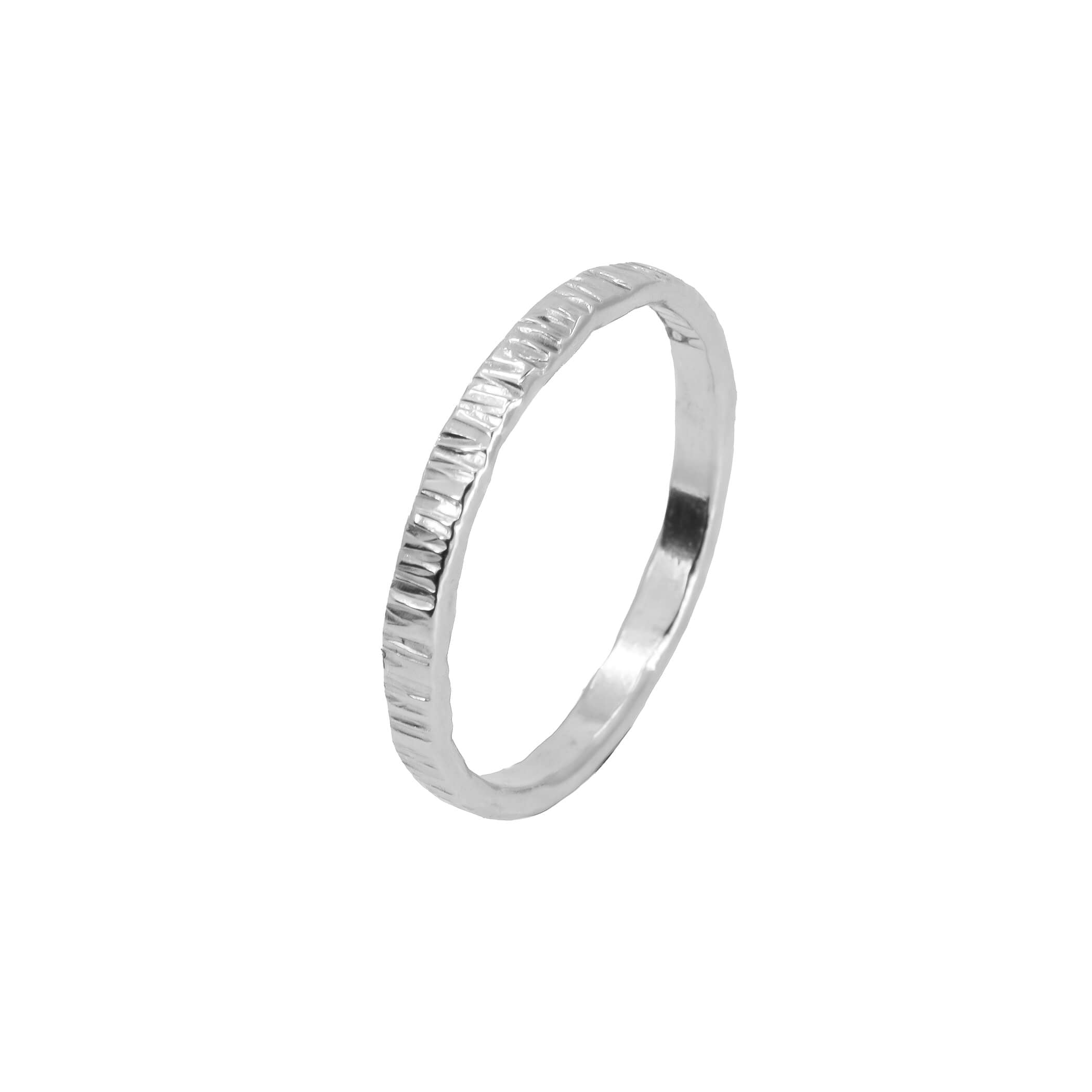 Birch tree bark sterling silver stacking ring