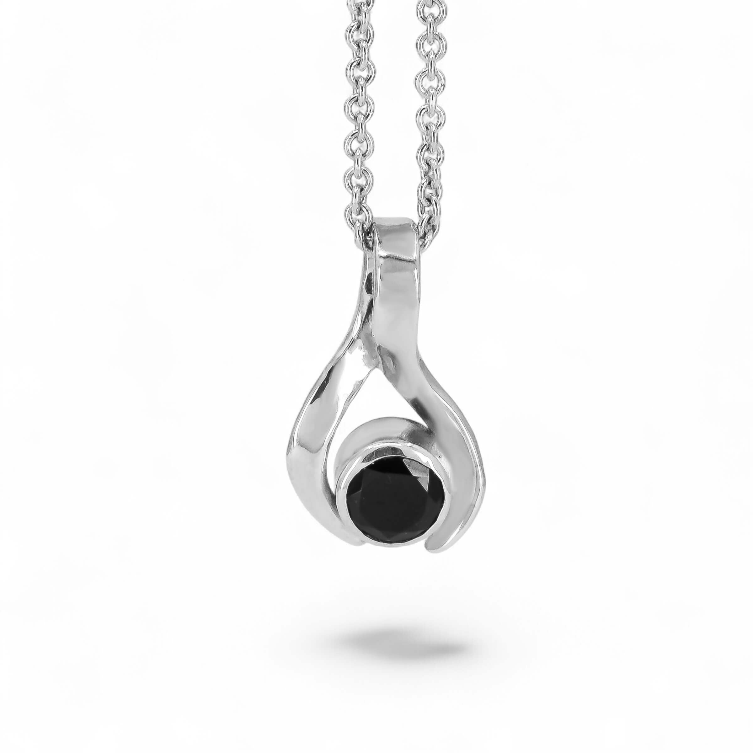Black Spinel In Sterling Silver Pendant Front