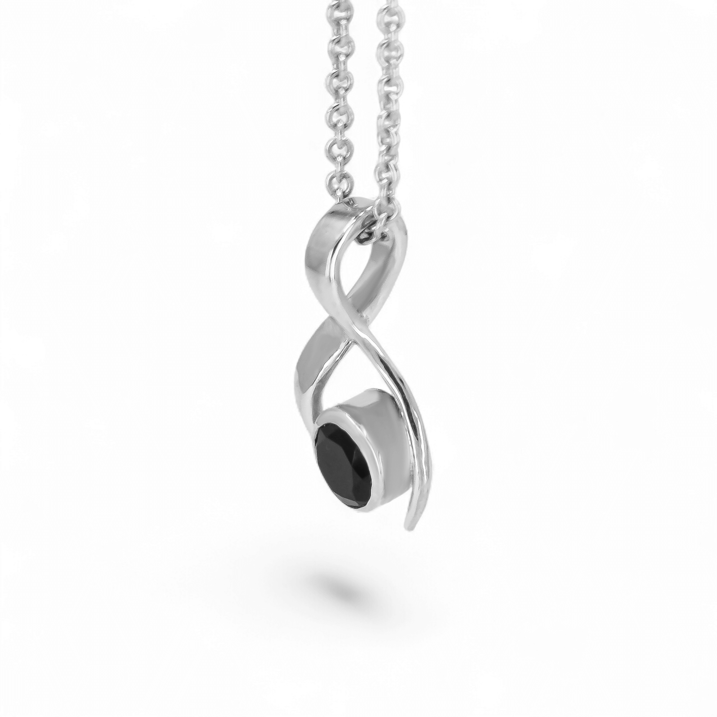 Black Spinel In Sterling Silver Pendant Side View