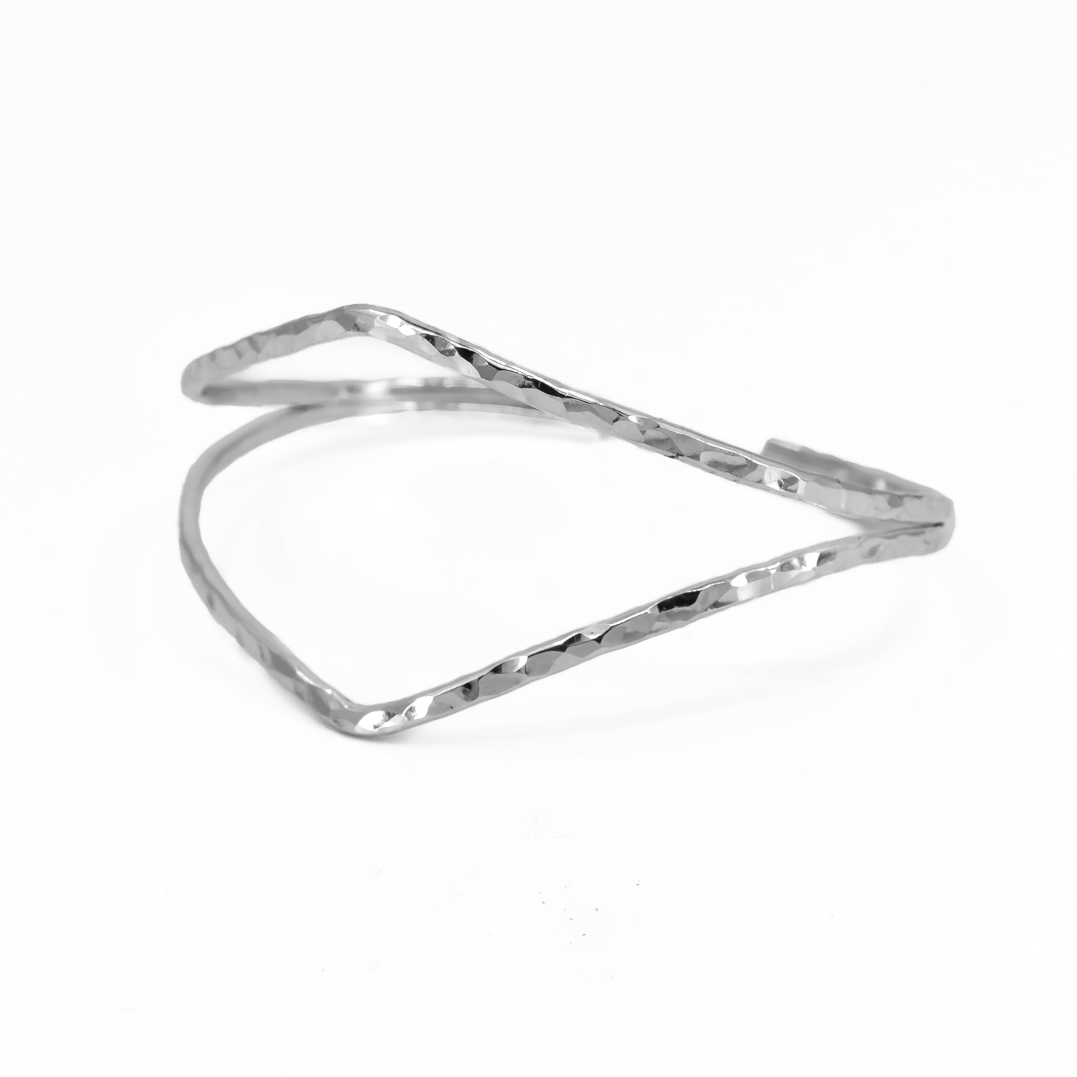 Sterling silver textured chevron cuff bracelet