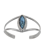 Marquise shaped labradorite cuff bracelet
