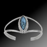 Marquise shaped labradorite cuff bracelet