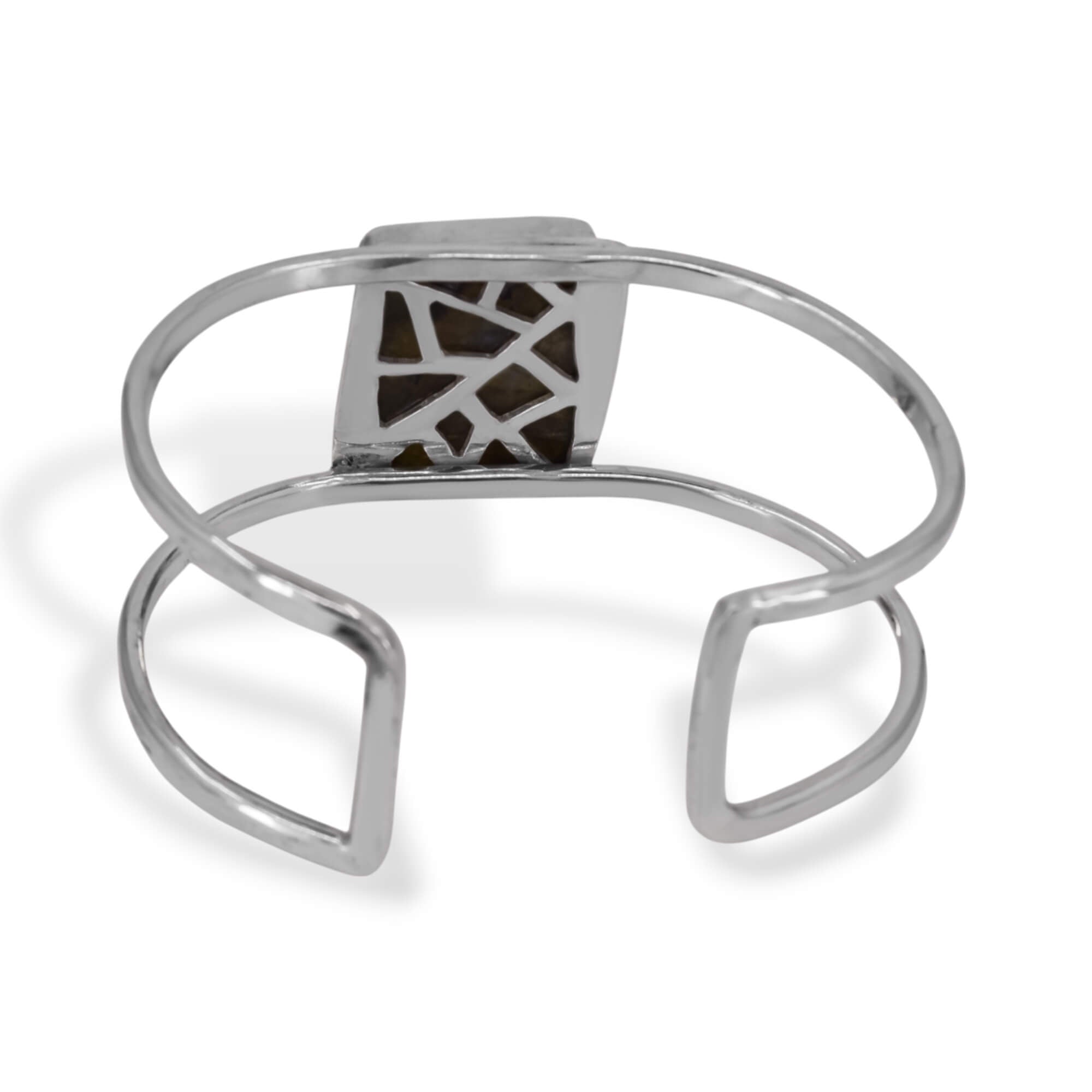 Rectangular Labradorite Cuff Bracelet in Sterling Silver Back View