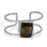 Rectangular Labradorite Cuff Bracelet in Sterling Silver