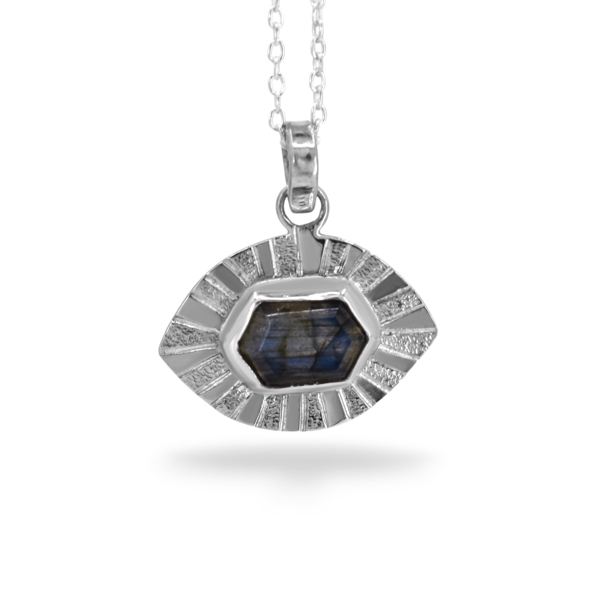 Sterling Silver Evil Eye Labradorite Pendant II
