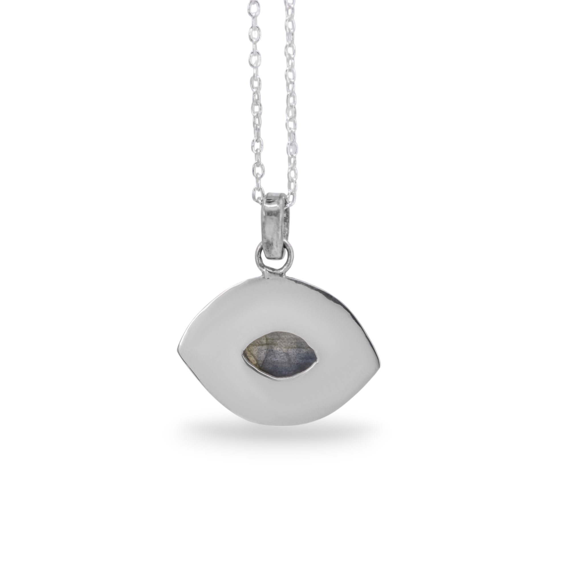 Sterling Silver Evil Eye Labradorite Pendant II back