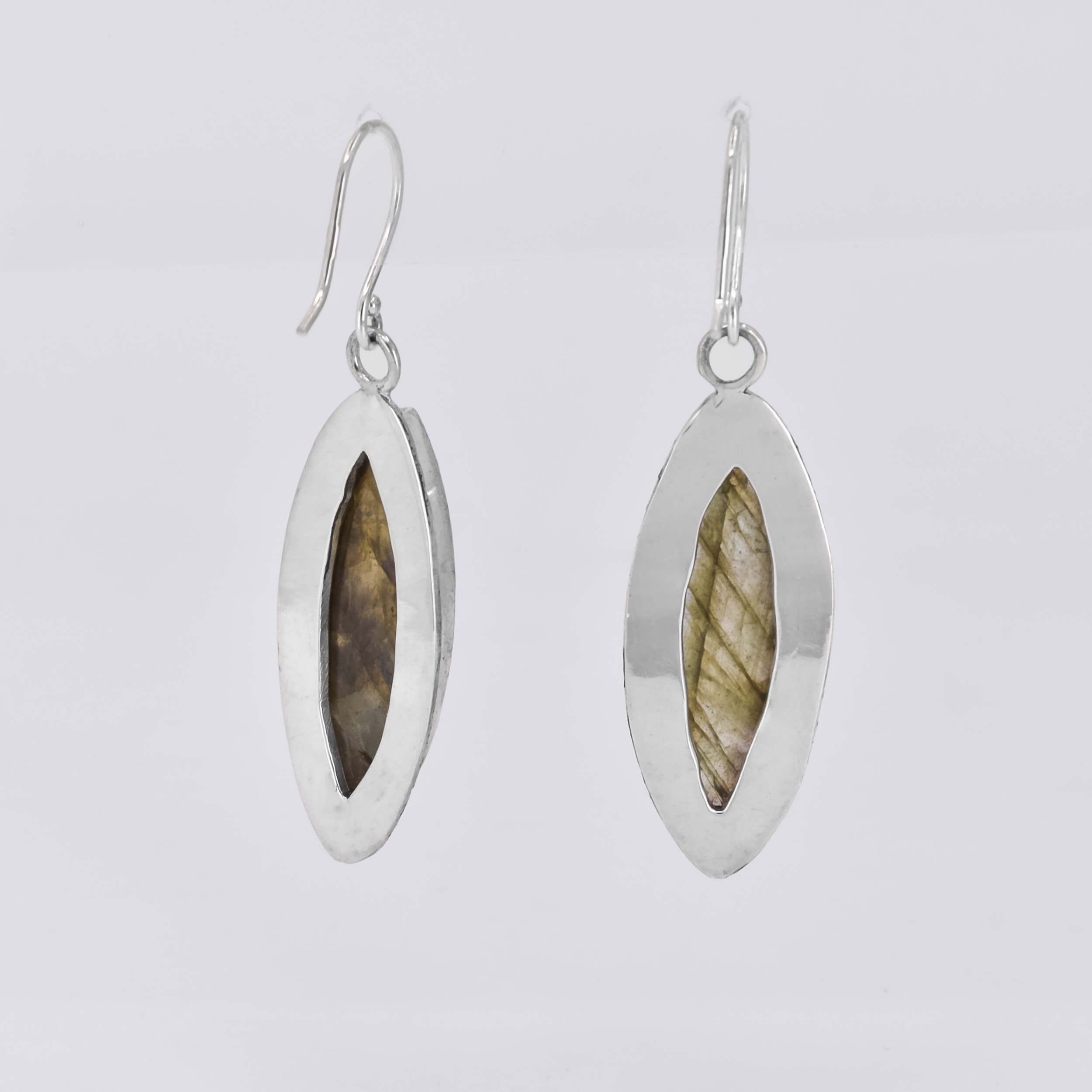 Sterling Silver Labradorite Dangle Earrings Back