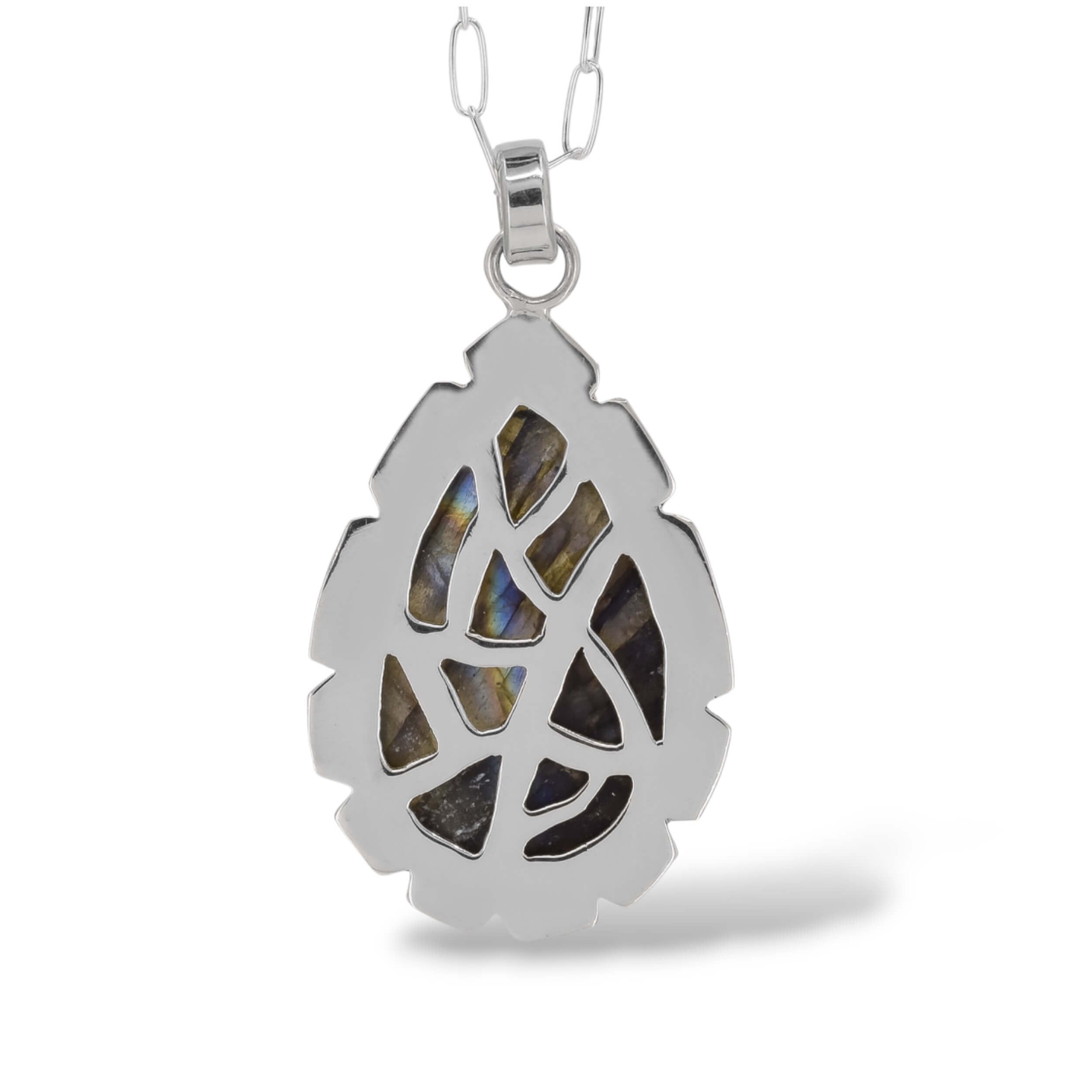 Sterling Silver Labradorite Pendant III back view