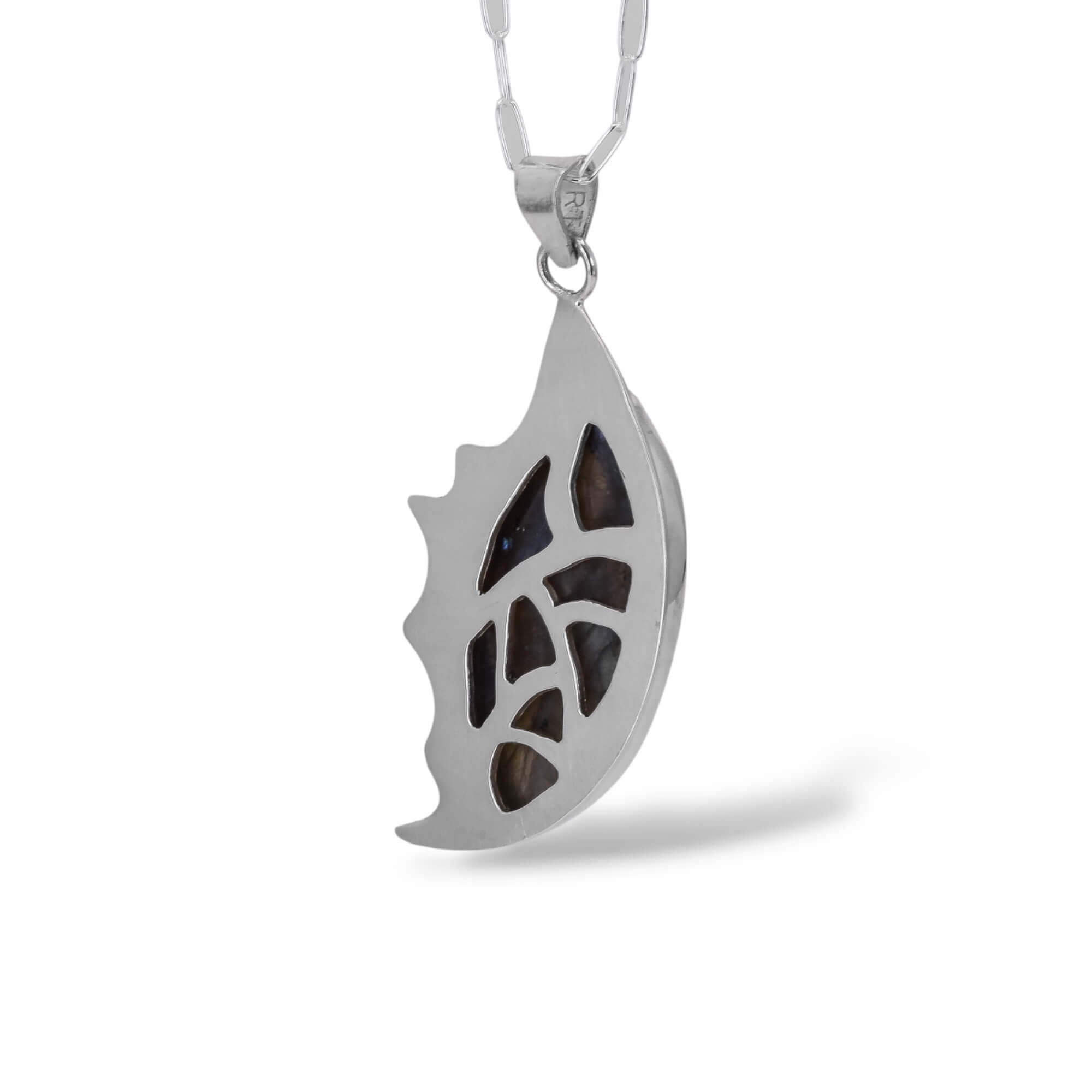 Sterling Silver Labradorite Pendant I Back View