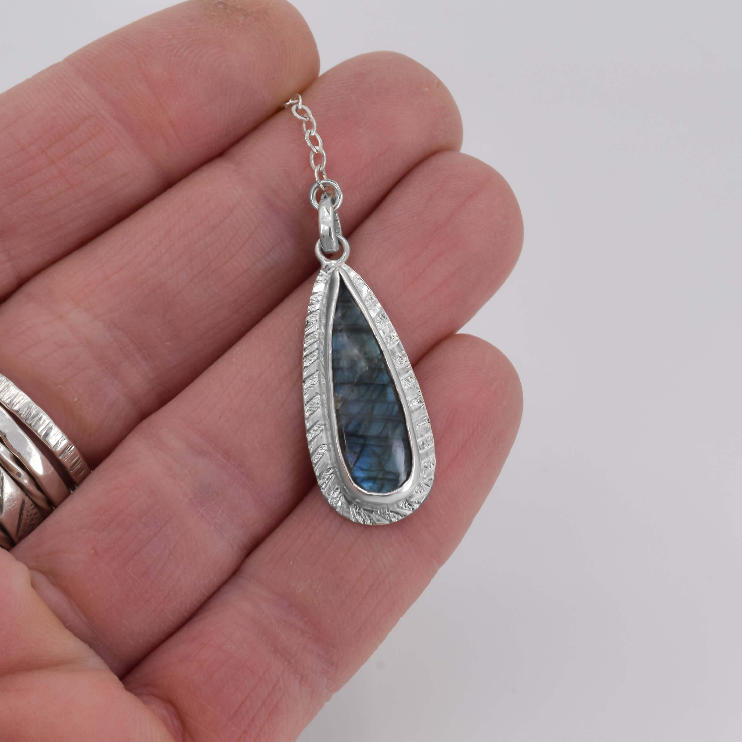Sterling Silver Labradorite Pendant VI in hand