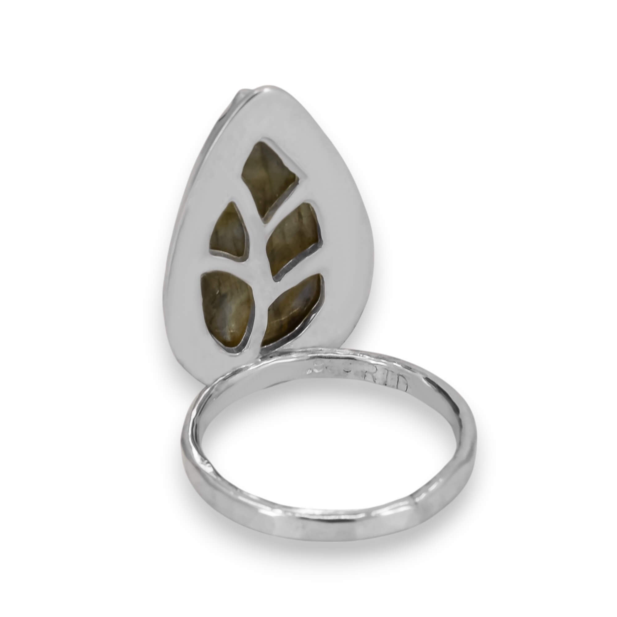 Sterling Silver Labradorite Ring Teardrop Shape Back View