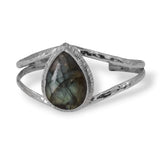 Teardrop Labradorite Cuff Bracelet in Sterling Silver III