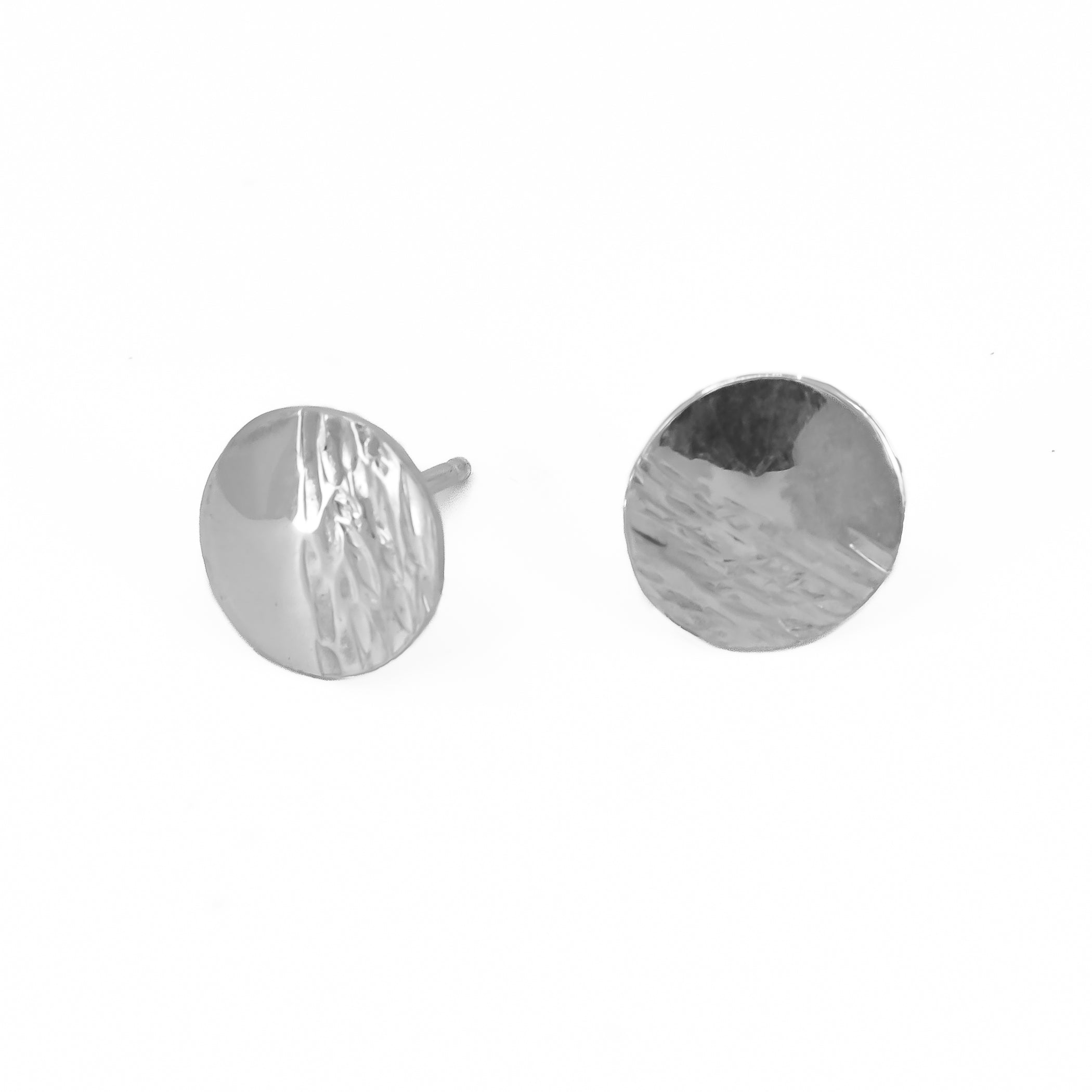 Textured circle stud earrings sterling silver