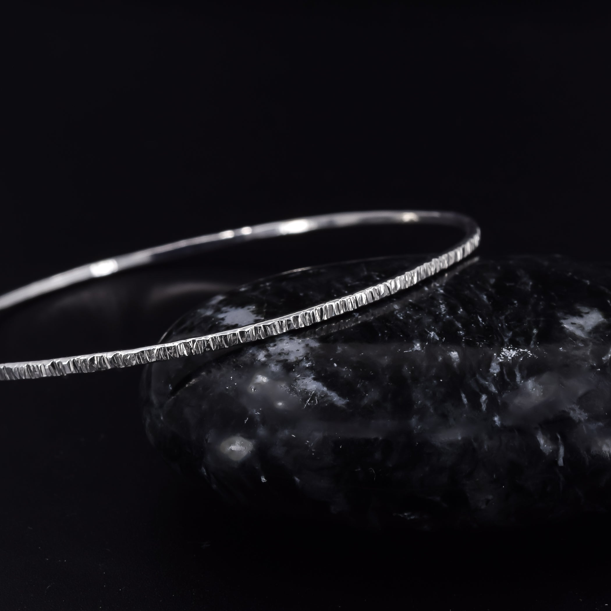 The Original closed birch tree bark bangle bracelet sterling silver
