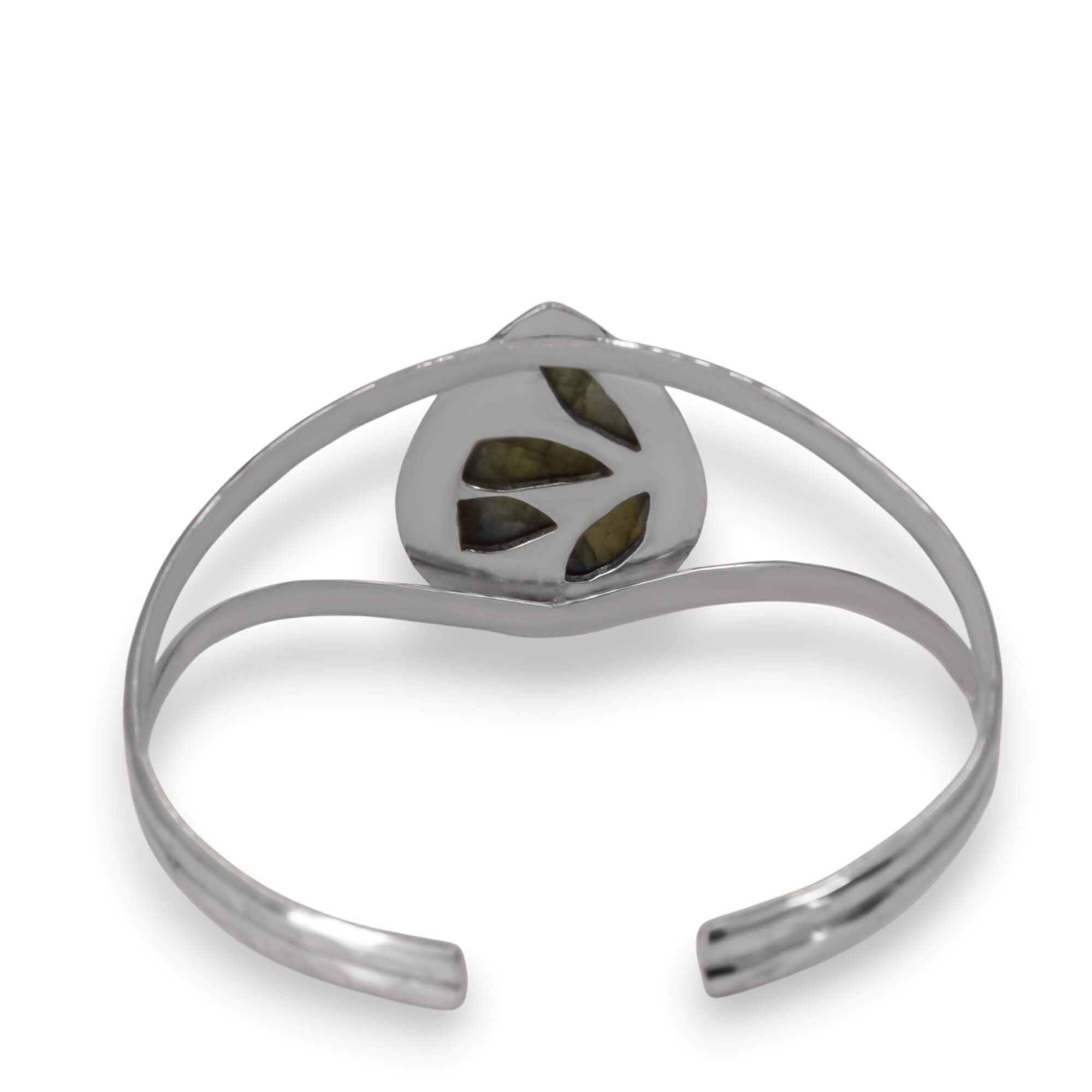 Triangular Labradorite Cuff Bracelet in Sterling Silver Back View