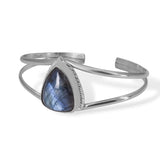 Triangular Labradorite Cuff Bracelet in Sterling Silver Side View
