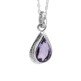 sterling silver amethyst pendant with a textured border