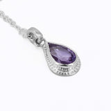 sterling silver faceted amethyst pendant with a textured border