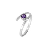Hugged Sterling Silver Rings with Amethyst Gemstone