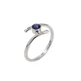 Hugged sterling silver ring with Iolite gemstone