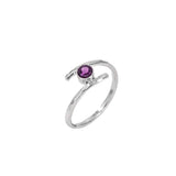 Hugged Sterling Silver Rings with Rhodolite Garnet Gemstone