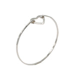 minimalist open heart bangle bracelet in sterling silver