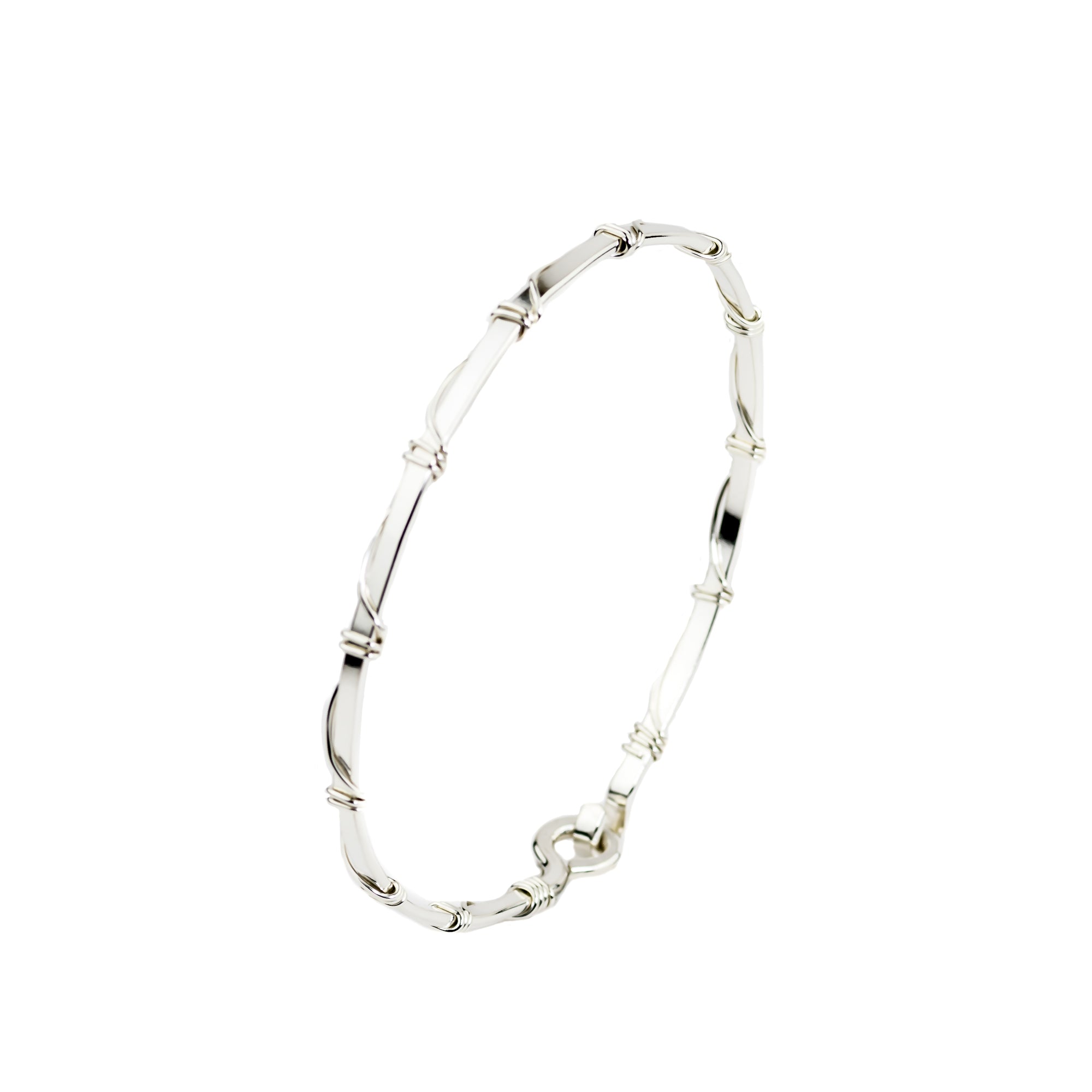 wrapped sterling silver open bangle bracelet