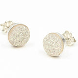 White Druzy Sterling Silver Post Earrings