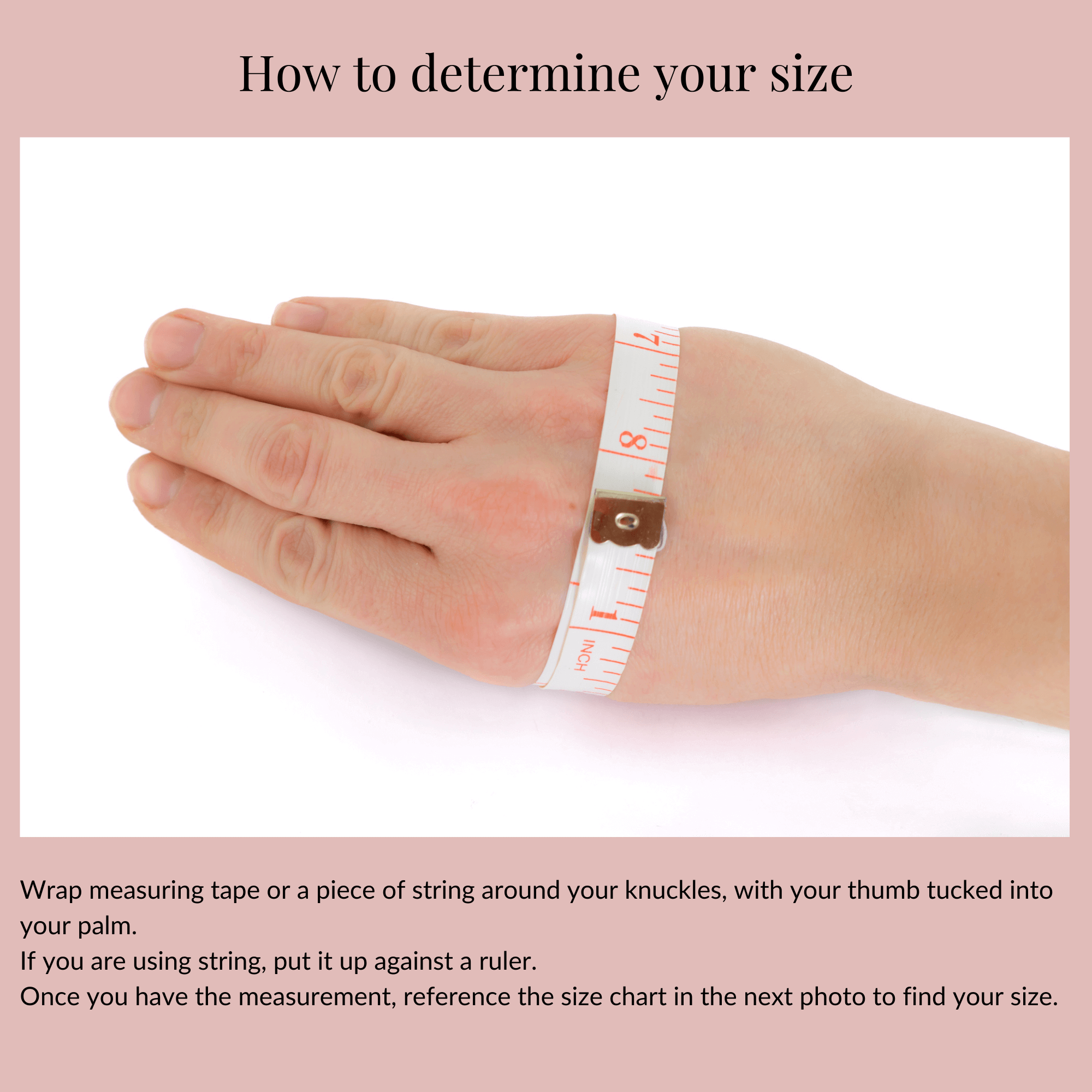 Instructions on how to determine which size bangle to purchase