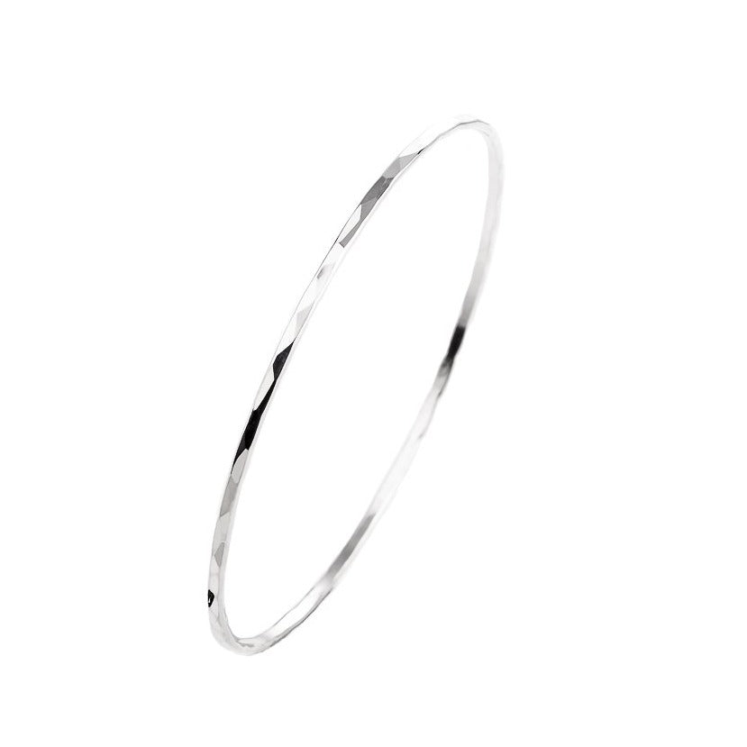 faceted sterling silver bangle bracelet 2mm